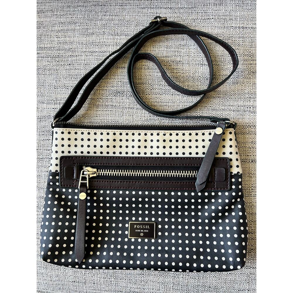 Fossil Dawson Crossbody Bag Purse Brown Cream